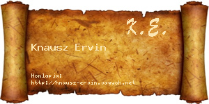Knausz Ervin névjegykártya